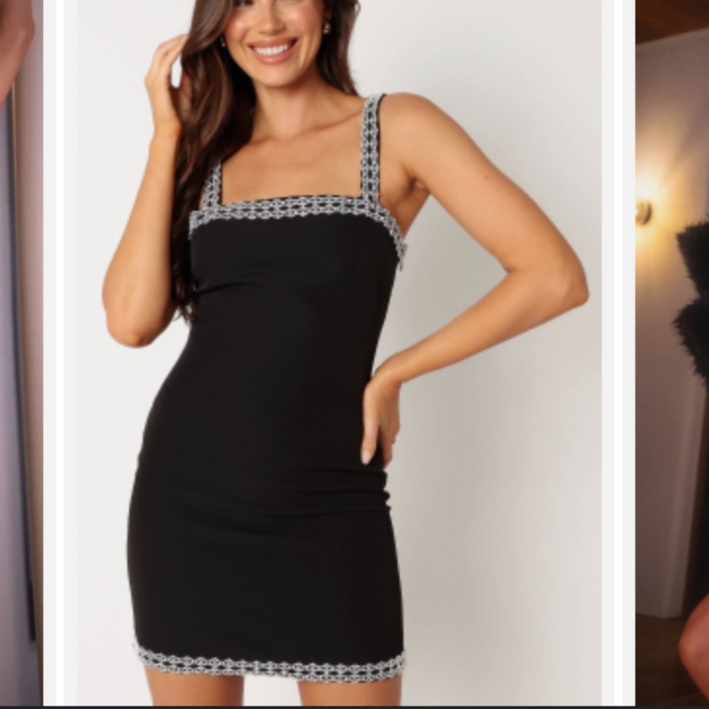 Petal and Pup Black Mini Dress with Rhinestones